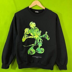 Dimepiece Mickey Mouse Weed Leaf Sweatshirt Black Medium Parody Streetwear